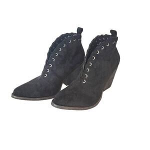 Coconuts by Matisse Black Suede Western Ankle Boots - Size 6